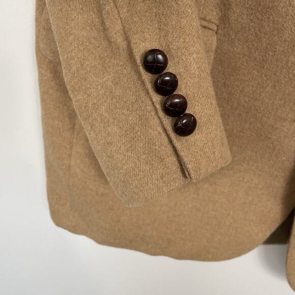 Vtg Lands End Camel Hair Wool Sport Coat Blazer Mens 44L Tan Preppy Business - Picture 6 of 14